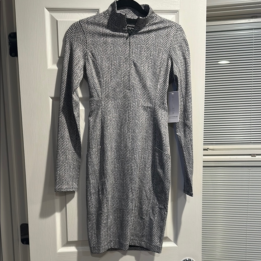 Athleta Delancy Textured Gray Herringbone Dress - Size XS NWT